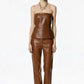 PANTALONE IN SIMILPELLE 26P573 TABACCO TENSIONE IN.