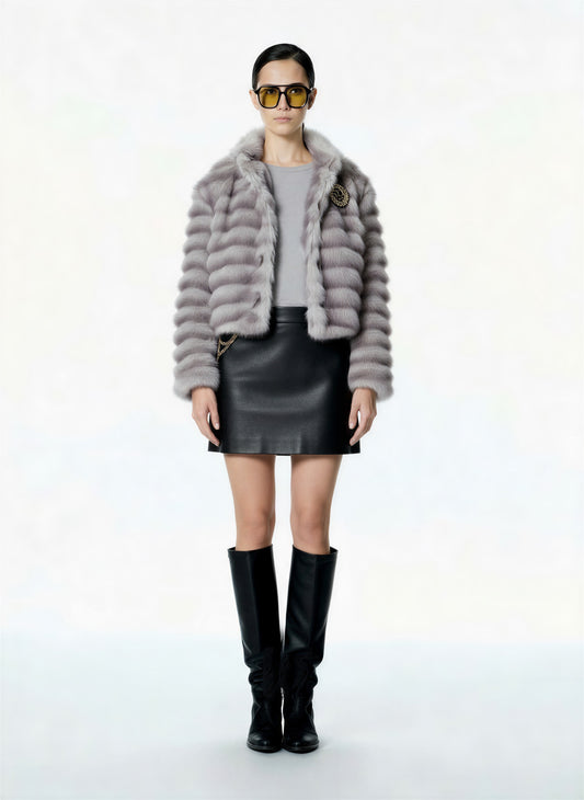 PELLICCIA ECOLOGICA W25J611 GRIGIO TENSIONE IN.