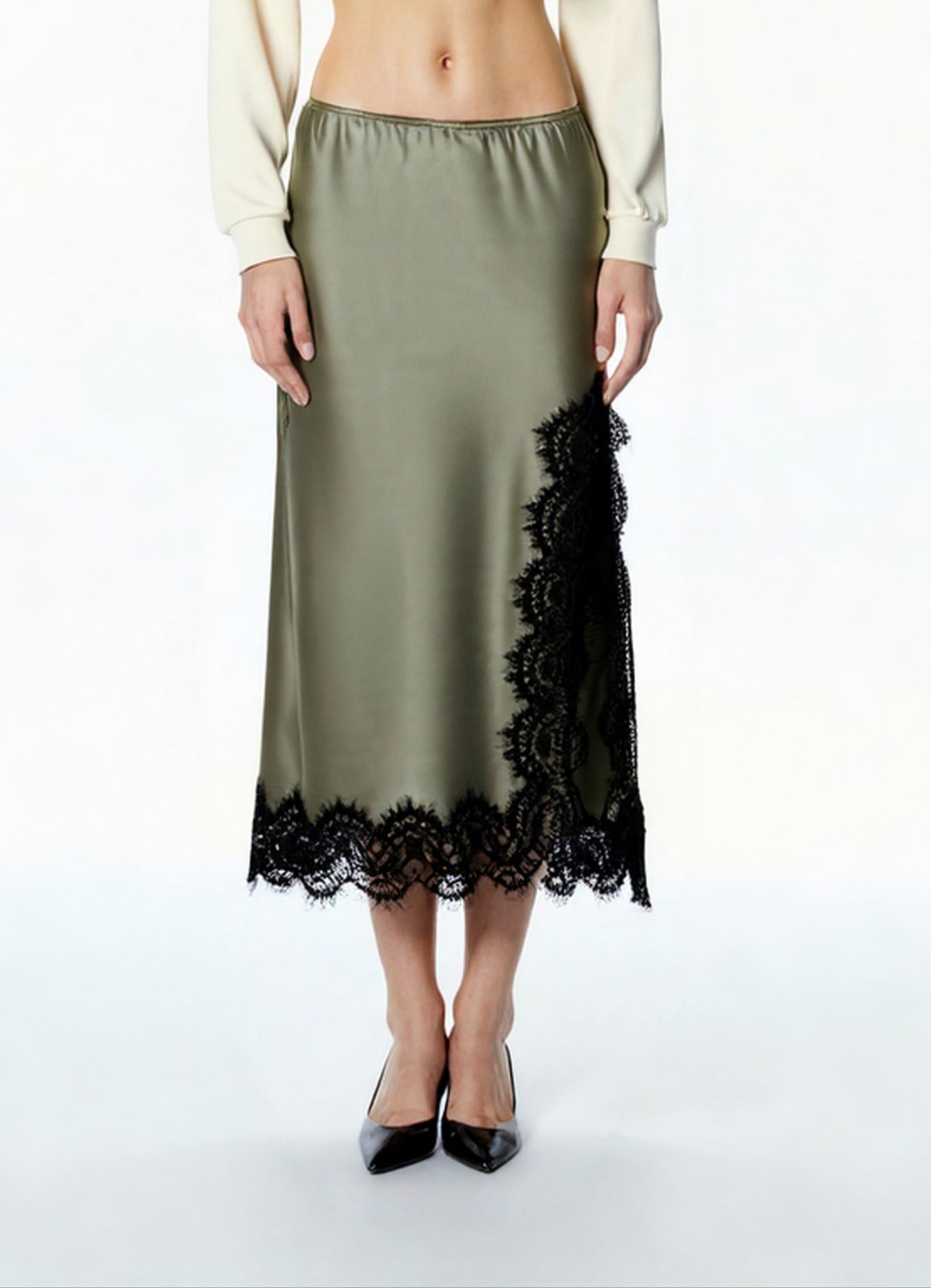 GONNA IN SATIN 37527 VERDE/NERO TENSIONE IN.