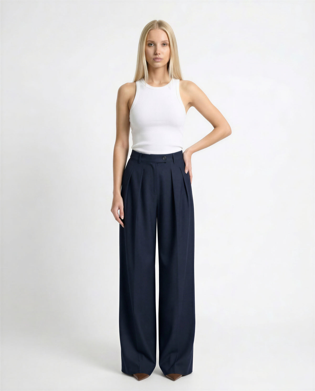 PANTALONE PALAZZO 26P4364 BLU TENSIONE IN.