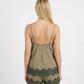 TOP IN CUPRO E PIZZO 38863 MILITARE TENSIONE IN.