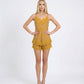 TOP IN CUPRO E PIZZO 38863 SENAPE TENSIONE IN.