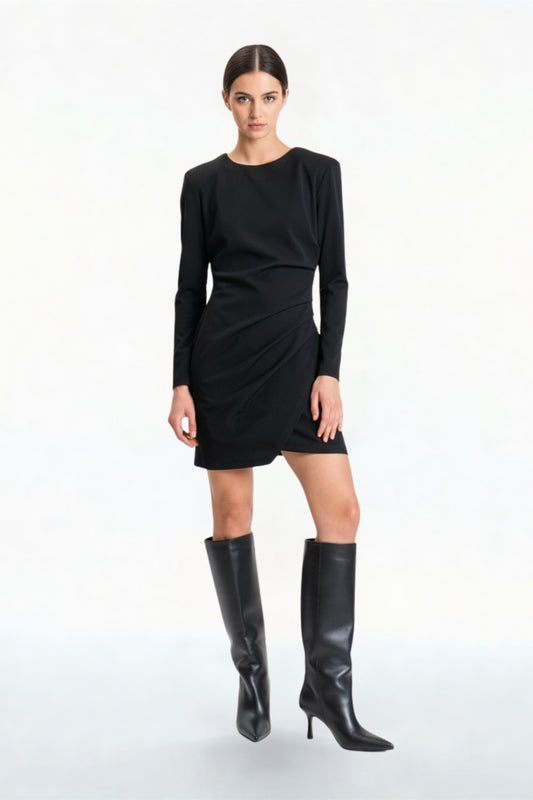 ABITO CORTO ARRICCIATO FW250088 NERO TENSIONE IN.