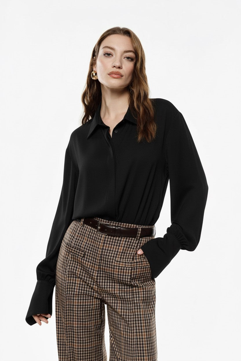 BODY CAMICIA REGULAR CON COLLETTO CLASSICO E POLSINI NERA B267KJC IMPERIAL.