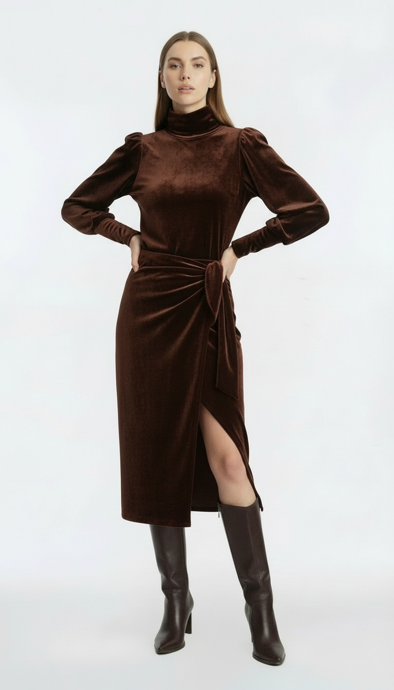 GONNA PAREO IN VELLUTO CON SPACCO FW250099 MORO TENSIONE IN.