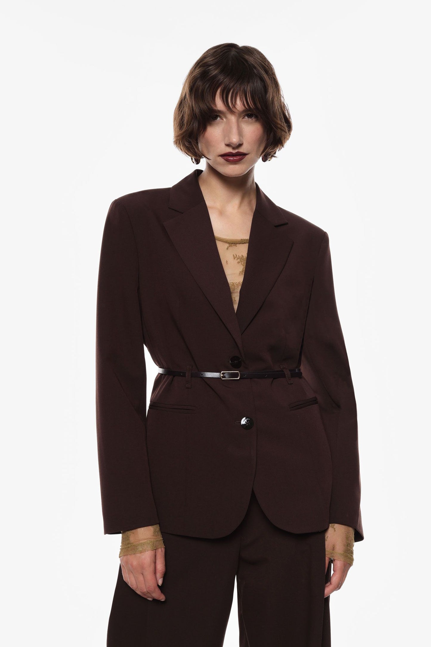 GIACCA CON CINTURA E BOTTONI JBE6KIC MORO IMPERIAL.