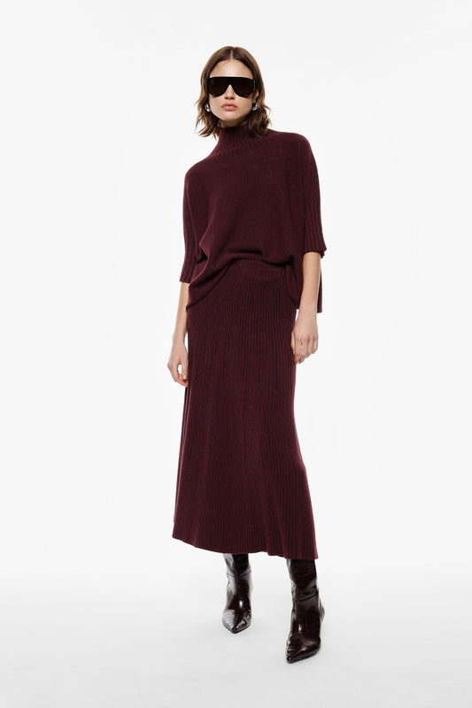 GONNA LUNGA A COSTE CON VITA ALTA E SILHOUETTE SVASATA G3025872 PRUGNA IMPERIAL.