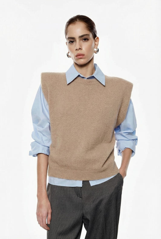 MAGLIA SMANICATA GIROCOLLO STRUTTURA SQUADRATA M734720147 BEIGE IMPERIAL.