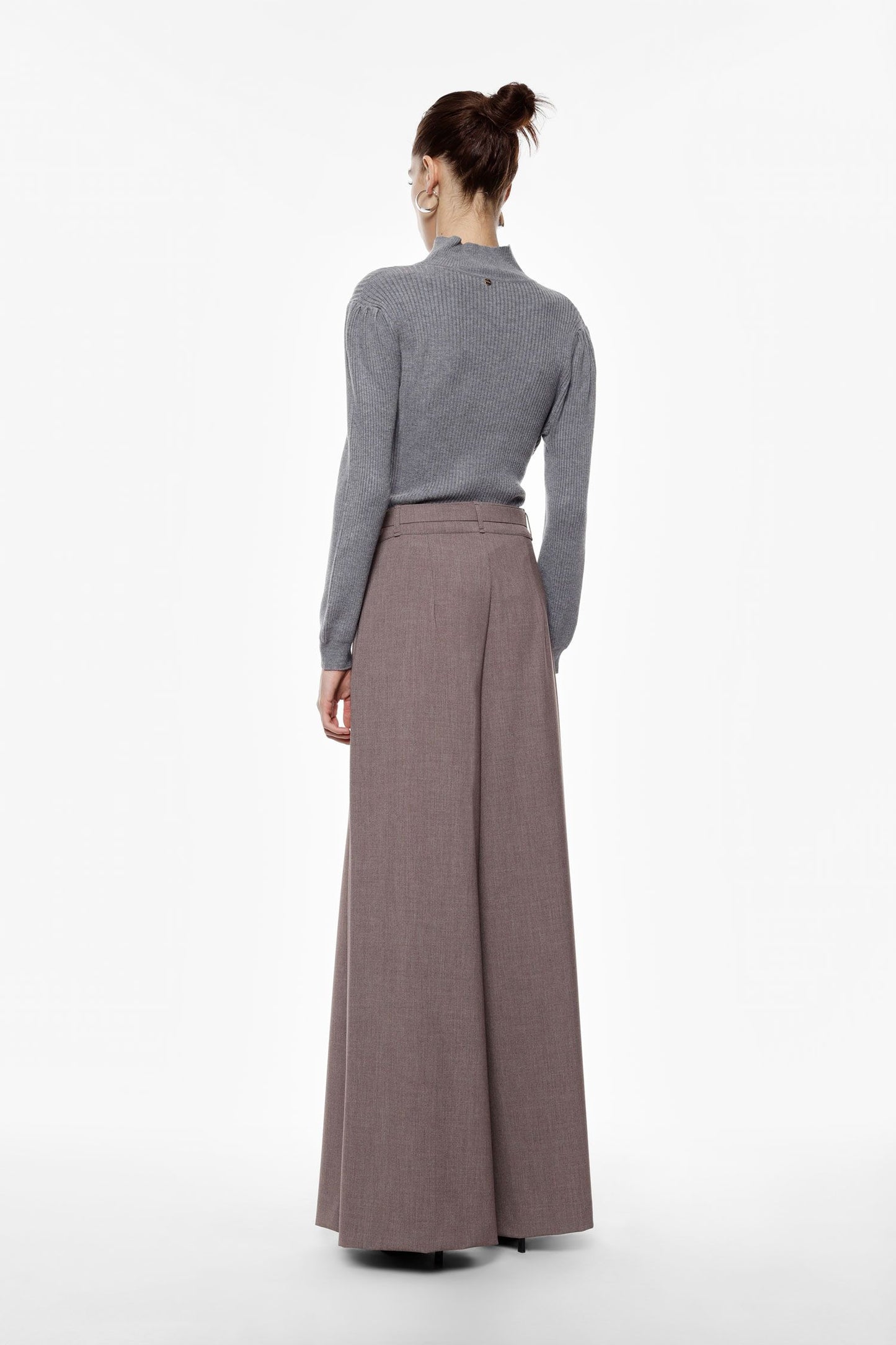 PANTALONI PALAZZO PEZ3KFVC NOCCIOLA MELANGE IMPERIAL.