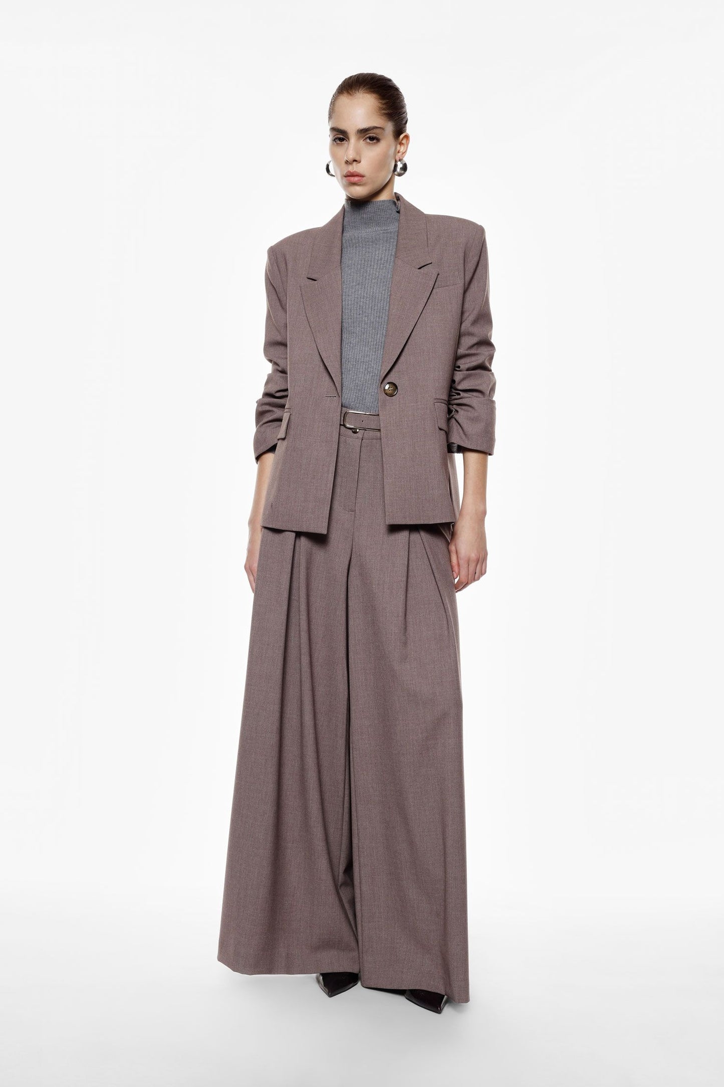 PANTALONI PALAZZO PEZ3KFVC NOCCIOLA MELANGE IMPERIAL.