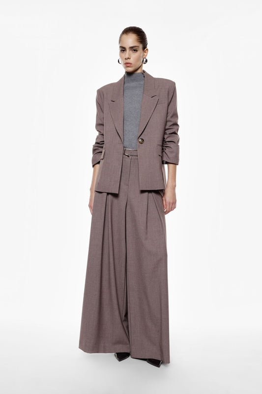 PANTALONI PALAZZO PEZ3KFVC NOCCIOLA MELANGE IMPERIAL.