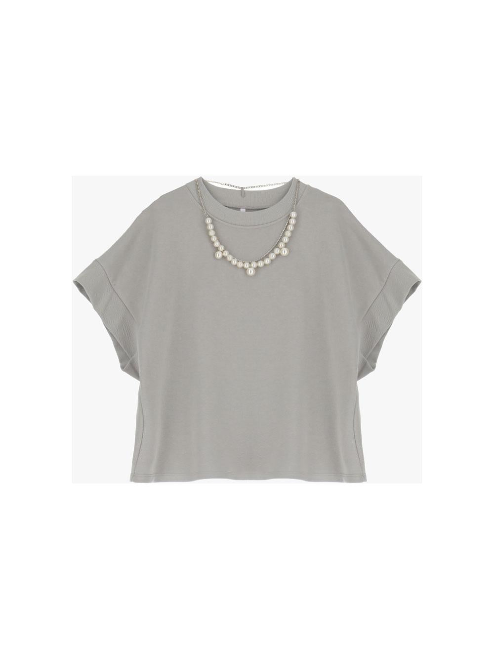 Felpa oversize monocolour con dettaglio collier di perle IMPERIAL.