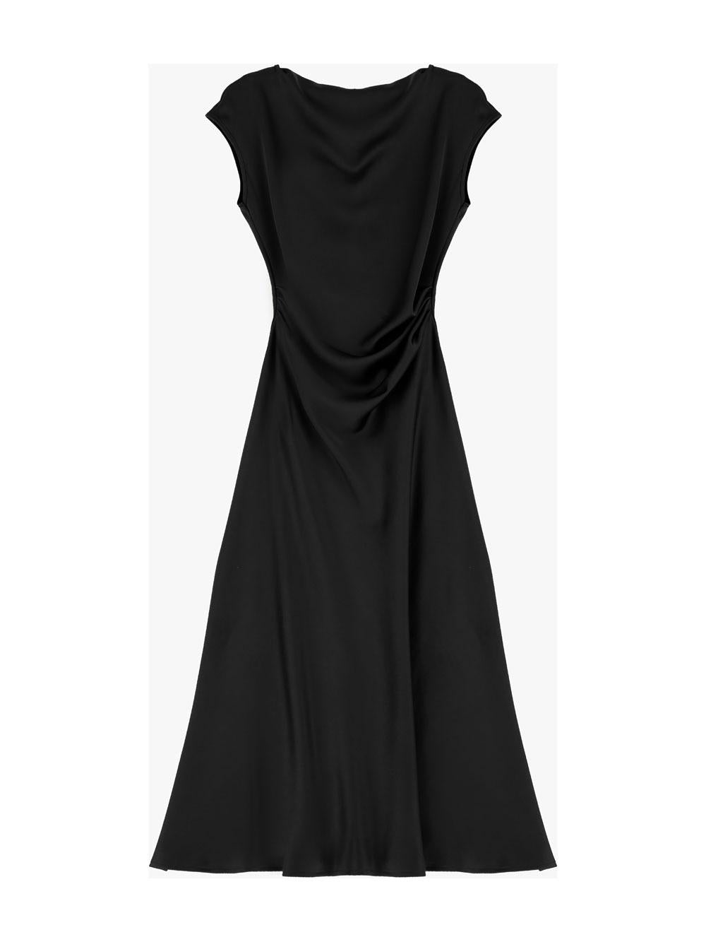 Abito lungo smanicato monocolour con drappeggi IMPERIAL