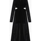 Abito midi monocolour con scollo a V e cut-out IMPERIAL
