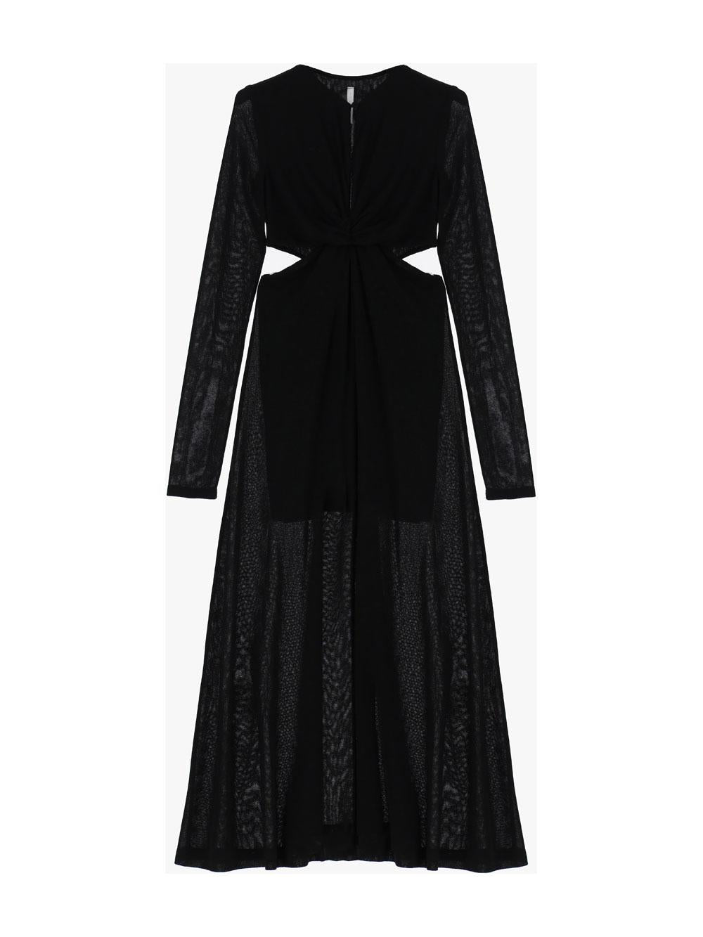 Abito midi monocolour con scollo a V e cut-out IMPERIAL