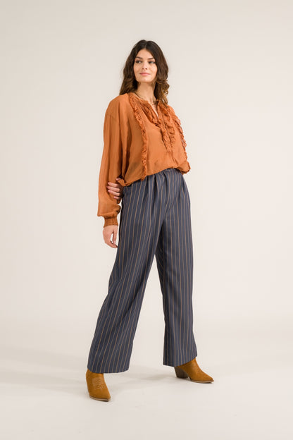 PANTALONE LARGO PINCES GESSATO KONTATTO